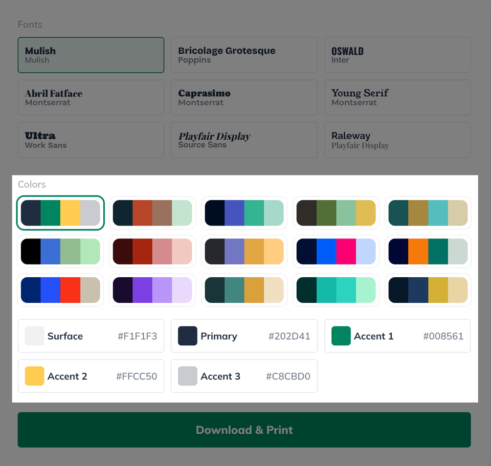 Idea Canvas - Themes colors
