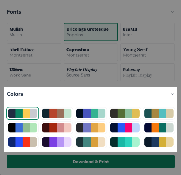 Idea Canvas - Themes colors