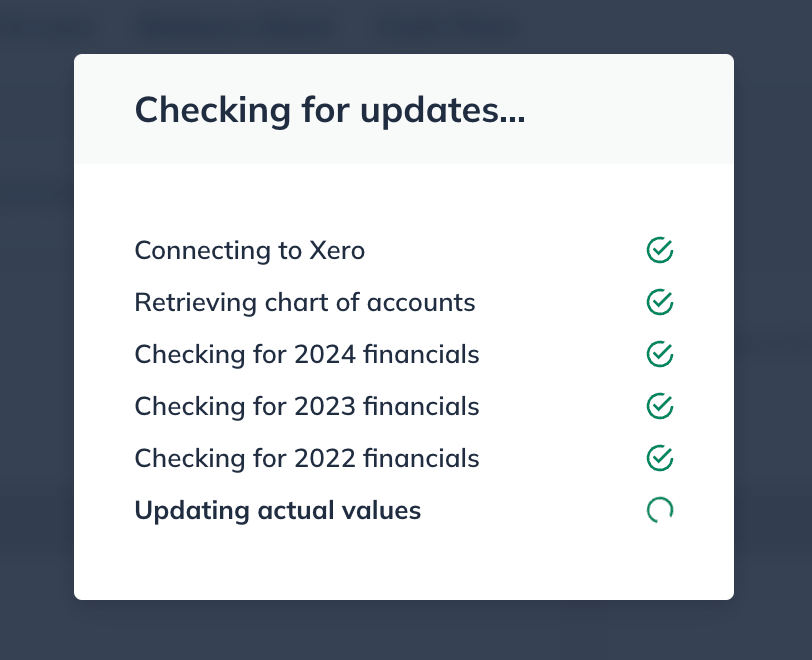 Image: checking for updates from xero