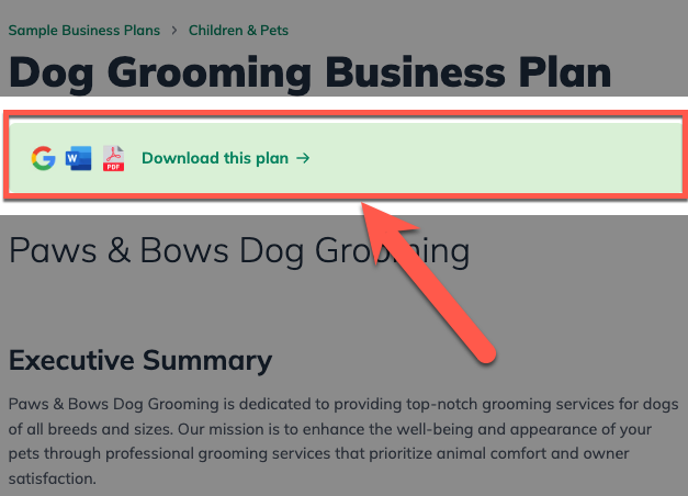 Download sample plan banner