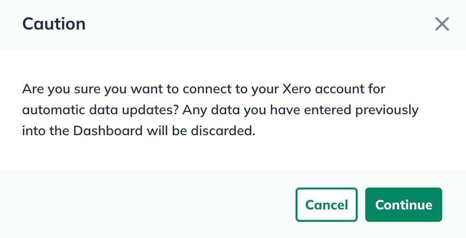 Image: xero caution message