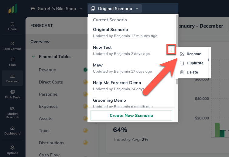 Deleting a forecast scenario