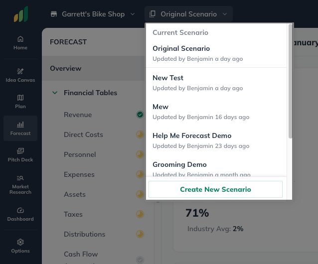 multiple-forecast-scenario-left-sidebar-view