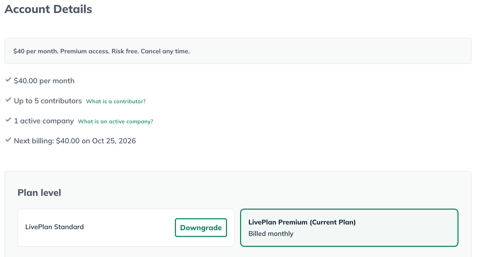 Image: premium billing info
