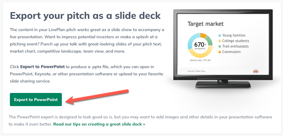 Image: select export to powerpoint