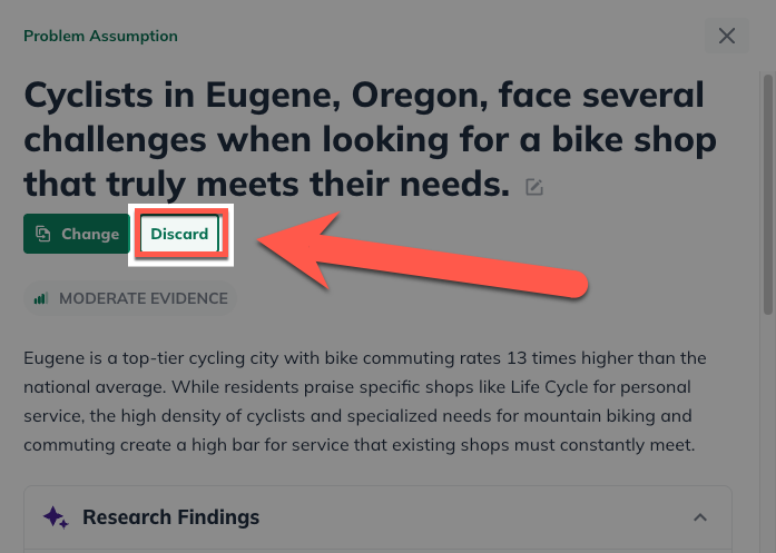 Idea Canvas - Evidence Panel Discard