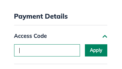 Image: payment screen access code closeup