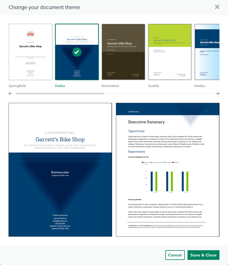 Image: document theme selection