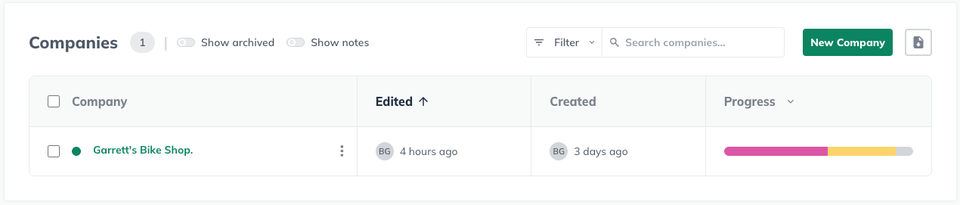 Image: New company example
