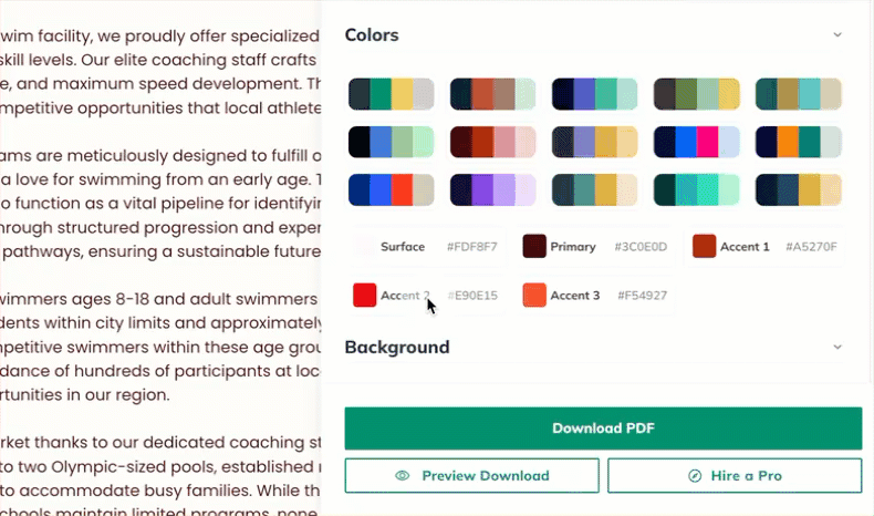 select custom color plan