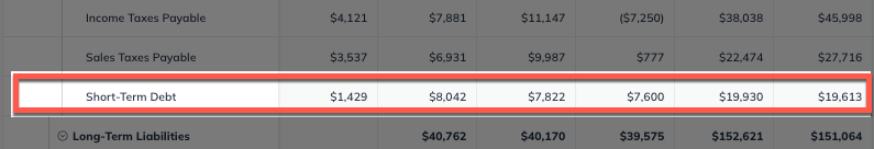 short term debt example