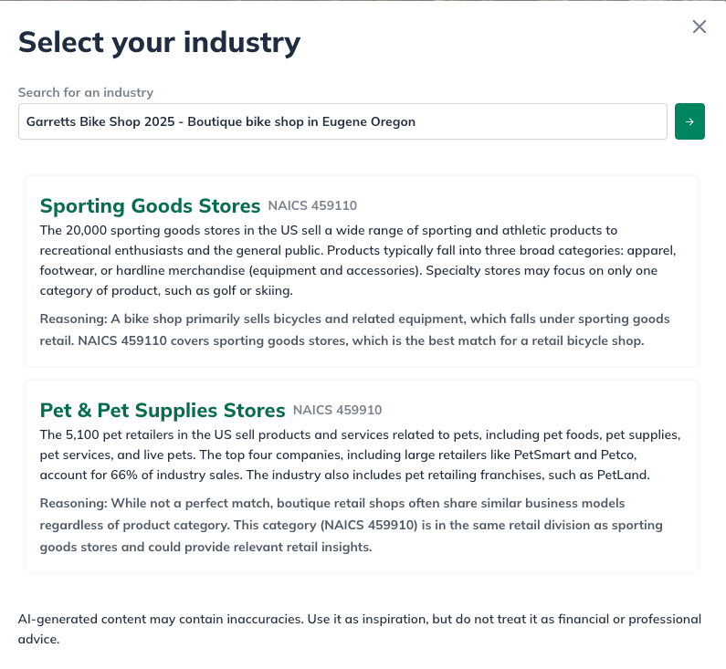 industry data select your industry