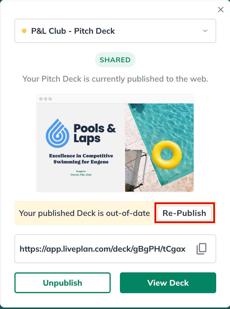 re-publish pitch deck