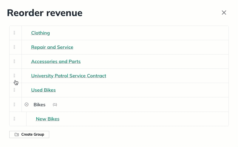 Groups Reorder into groups