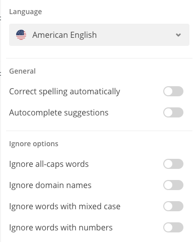 Image: spell check settings