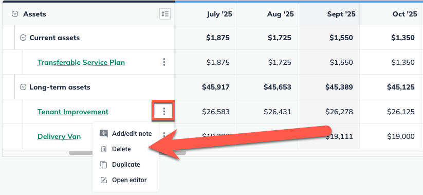 Delete Asset in table