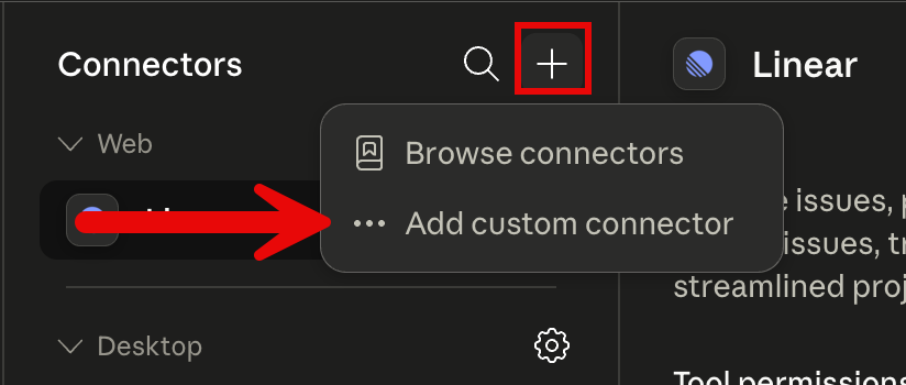 mcp custom connector add