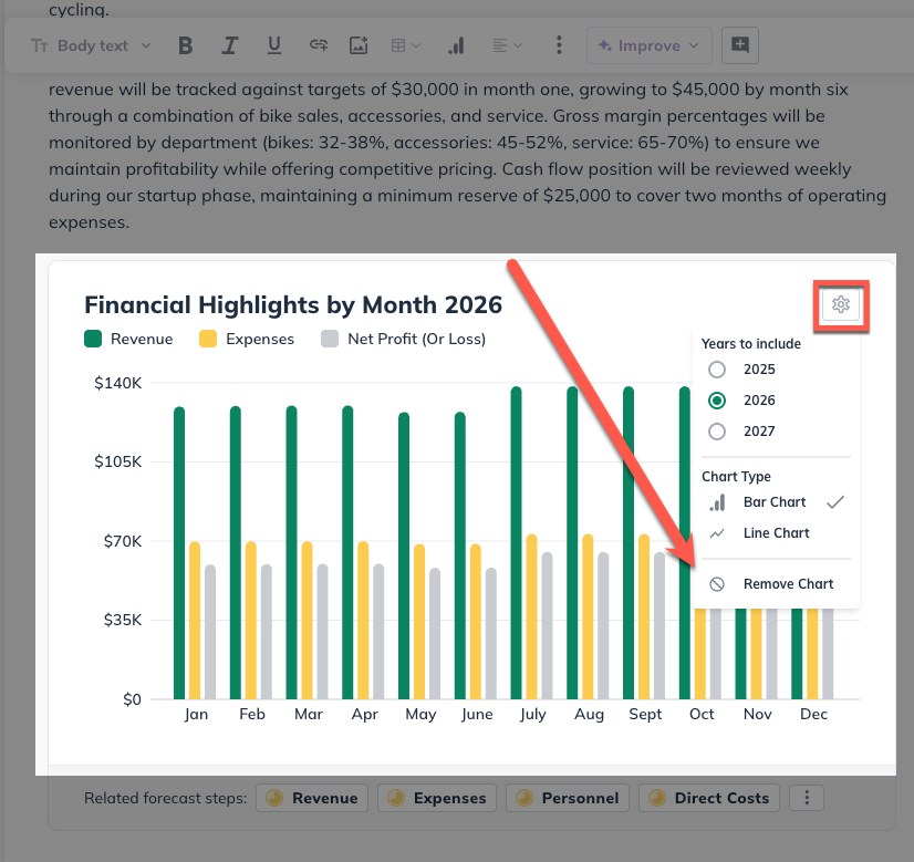 NUX - Remove embedded chart