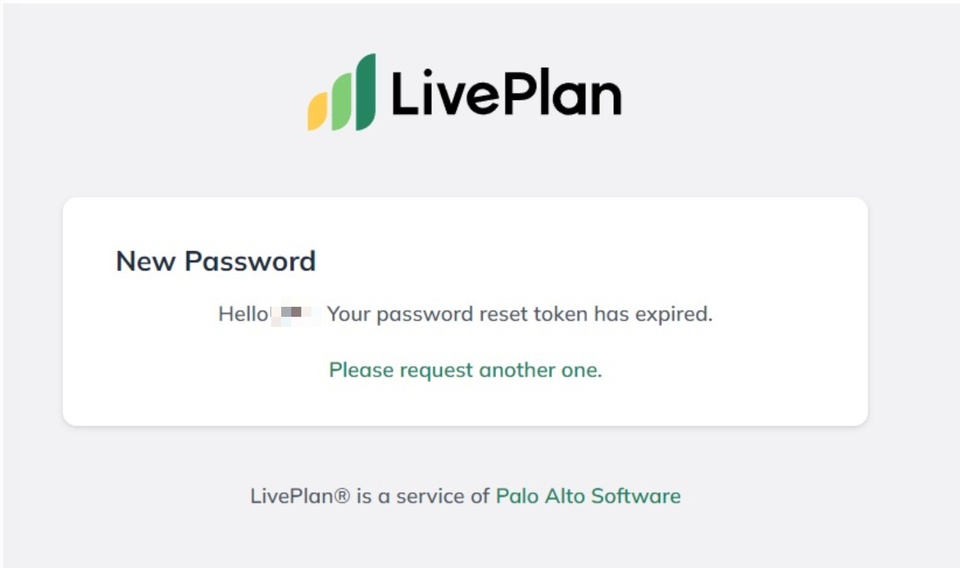 Image: password reset token expired