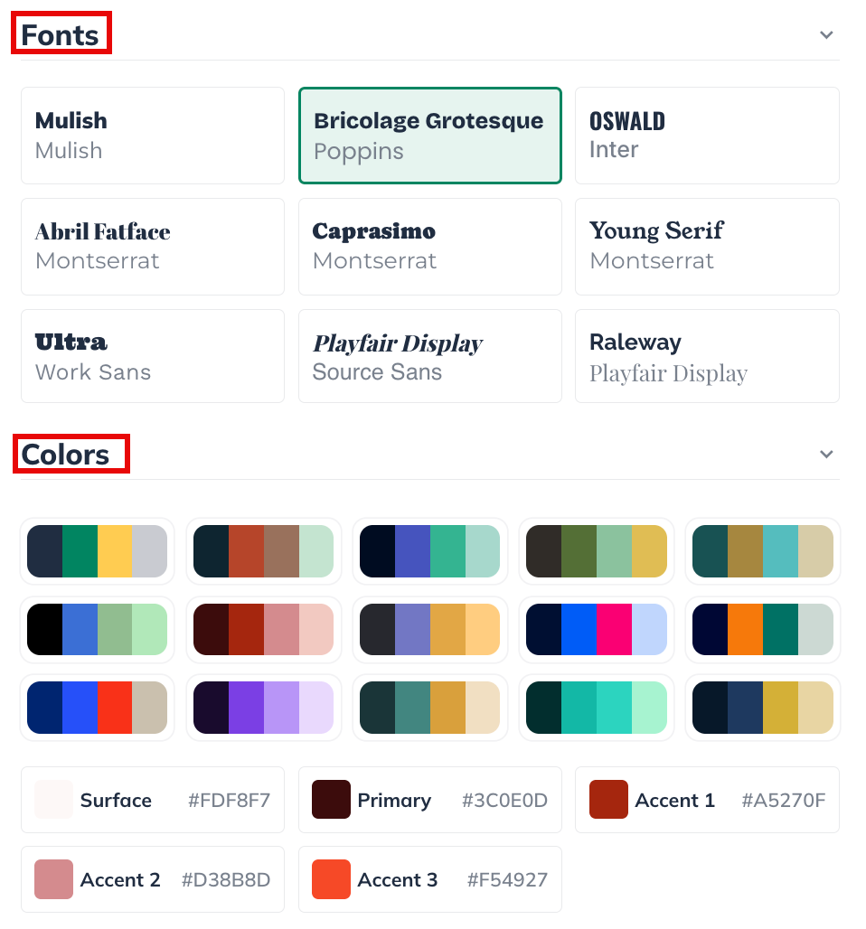 npx fonts& colors area