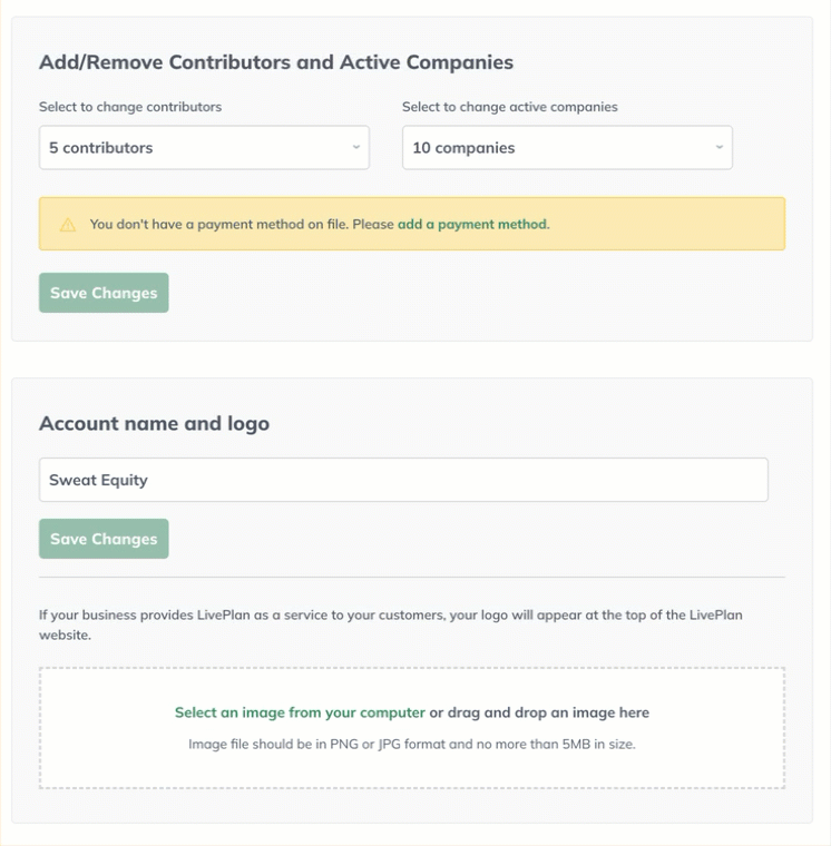 Image: dragging company logo to account name and logo screen