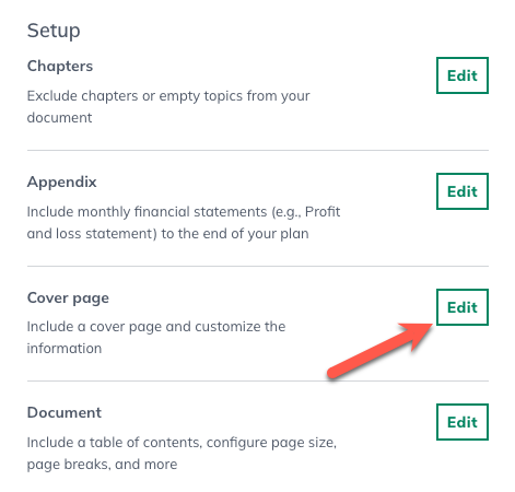 Image: Print setup cover page