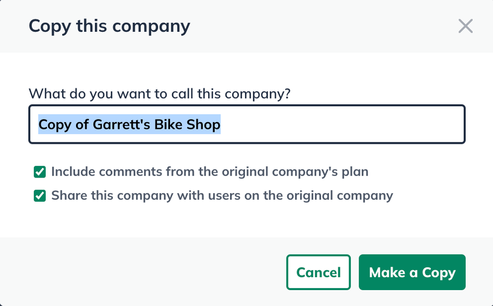 Image: copy this company pop up