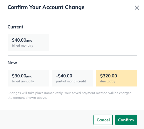 Image: confirm account charge for subscription screen