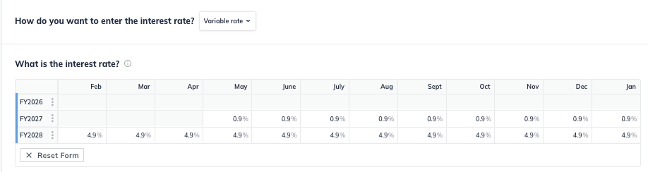 variable interest rate instructions collapsed