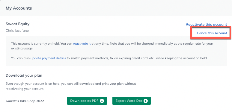 Image: on hold cancel highlighted