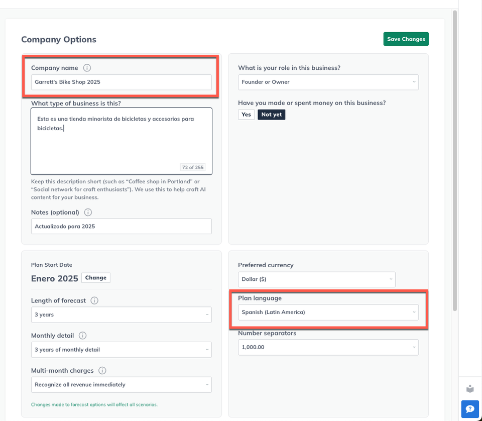 Best Practices for using the Spanish Language LivePlan template with clients