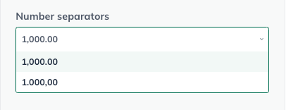 Image: number separators options menu