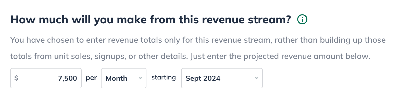 Image: revenue stream constant amount and start