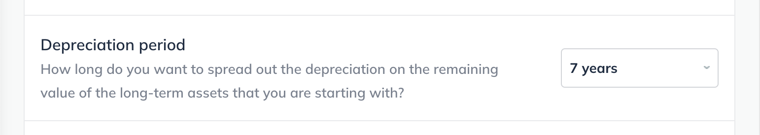 Image: initial balances asset page depreciation period detail