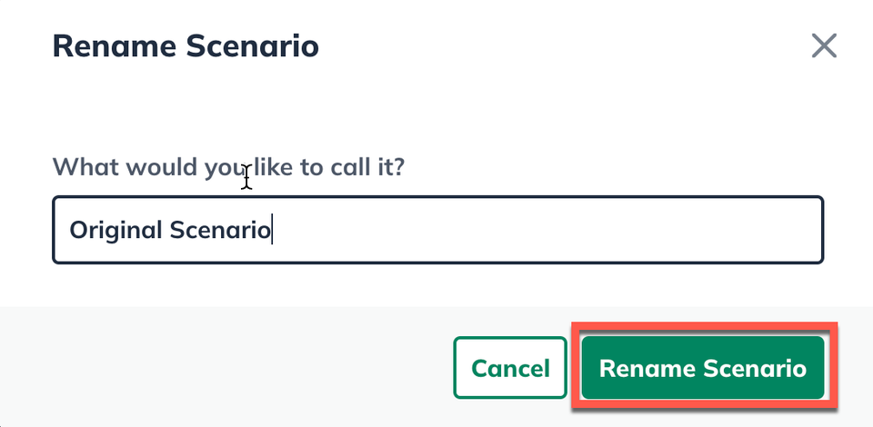 Image: Rename Scenario pop up menu
