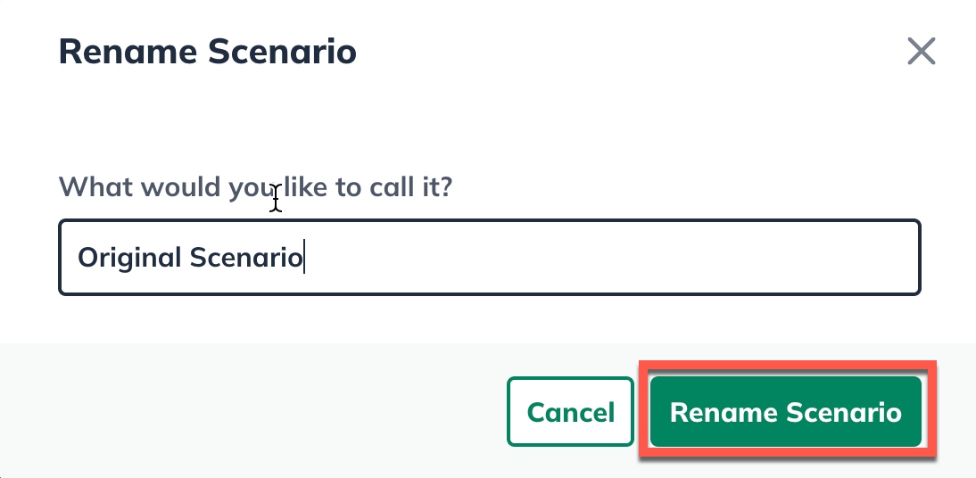 Image: Rename Scenario pop up menu