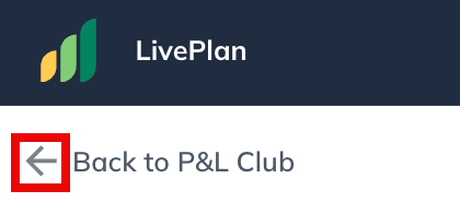 Image: manage account menu with back arrow highlighted