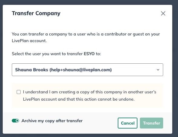 Image: Transfer company to email