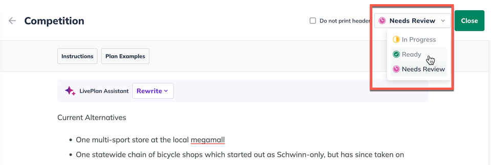 Image: plan topic progress indicator highlighted