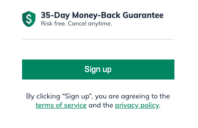 Image: sign up button close up