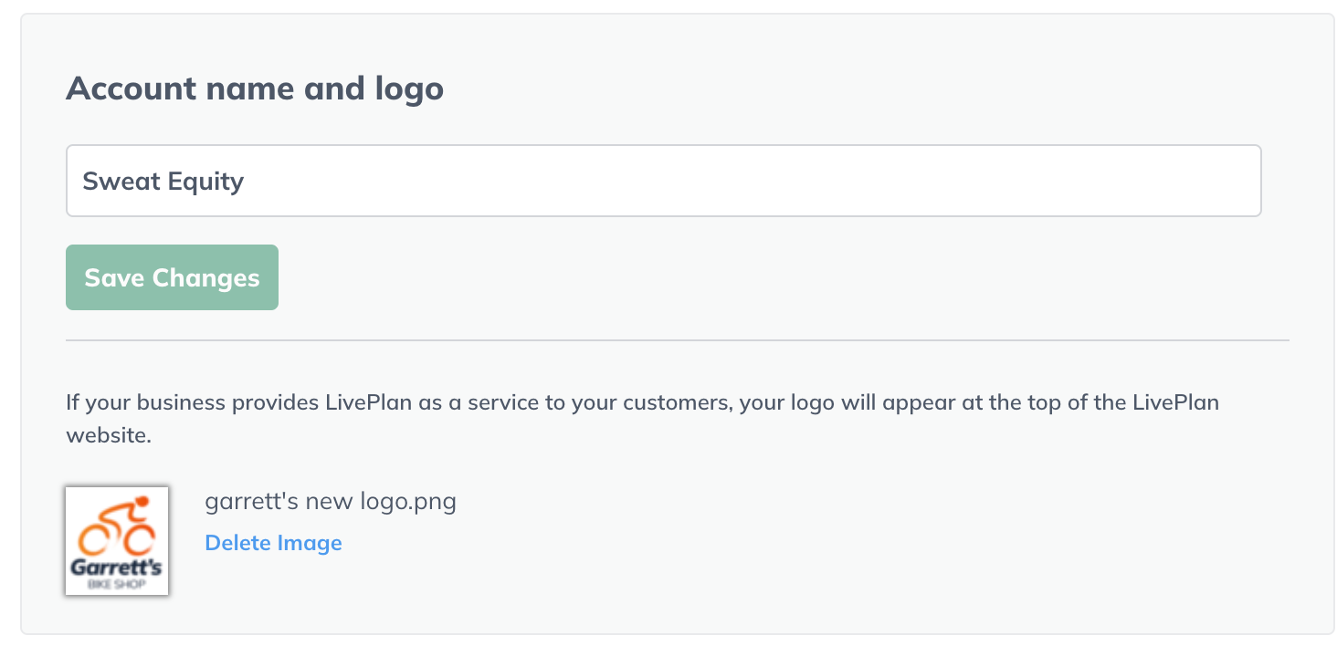 Image: account name and logo with garrett added