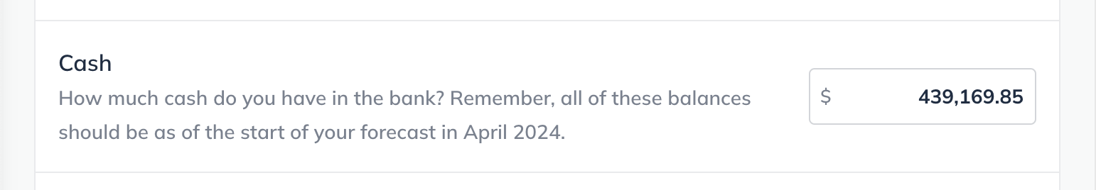 Image: initial balances asset page cash detail