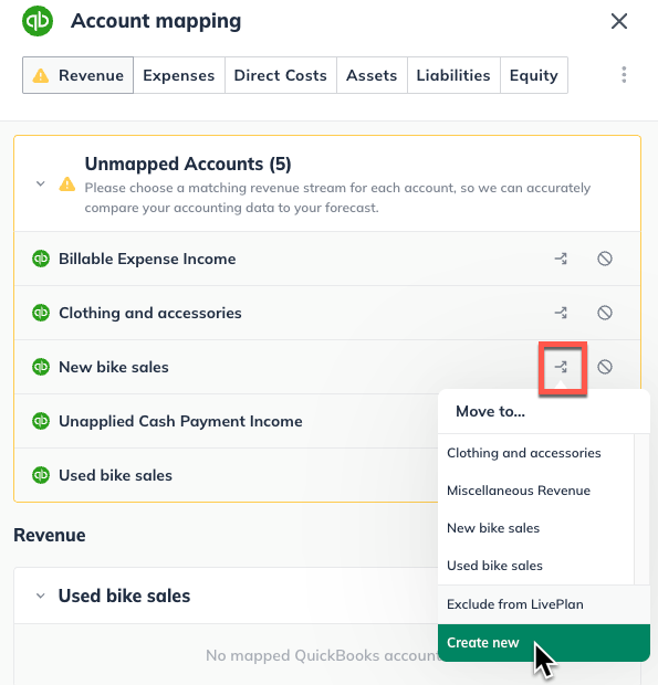 Image: move mapped account