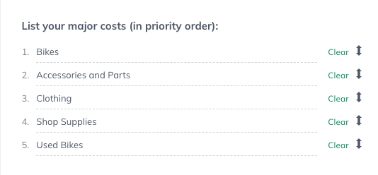 Image: major cost list