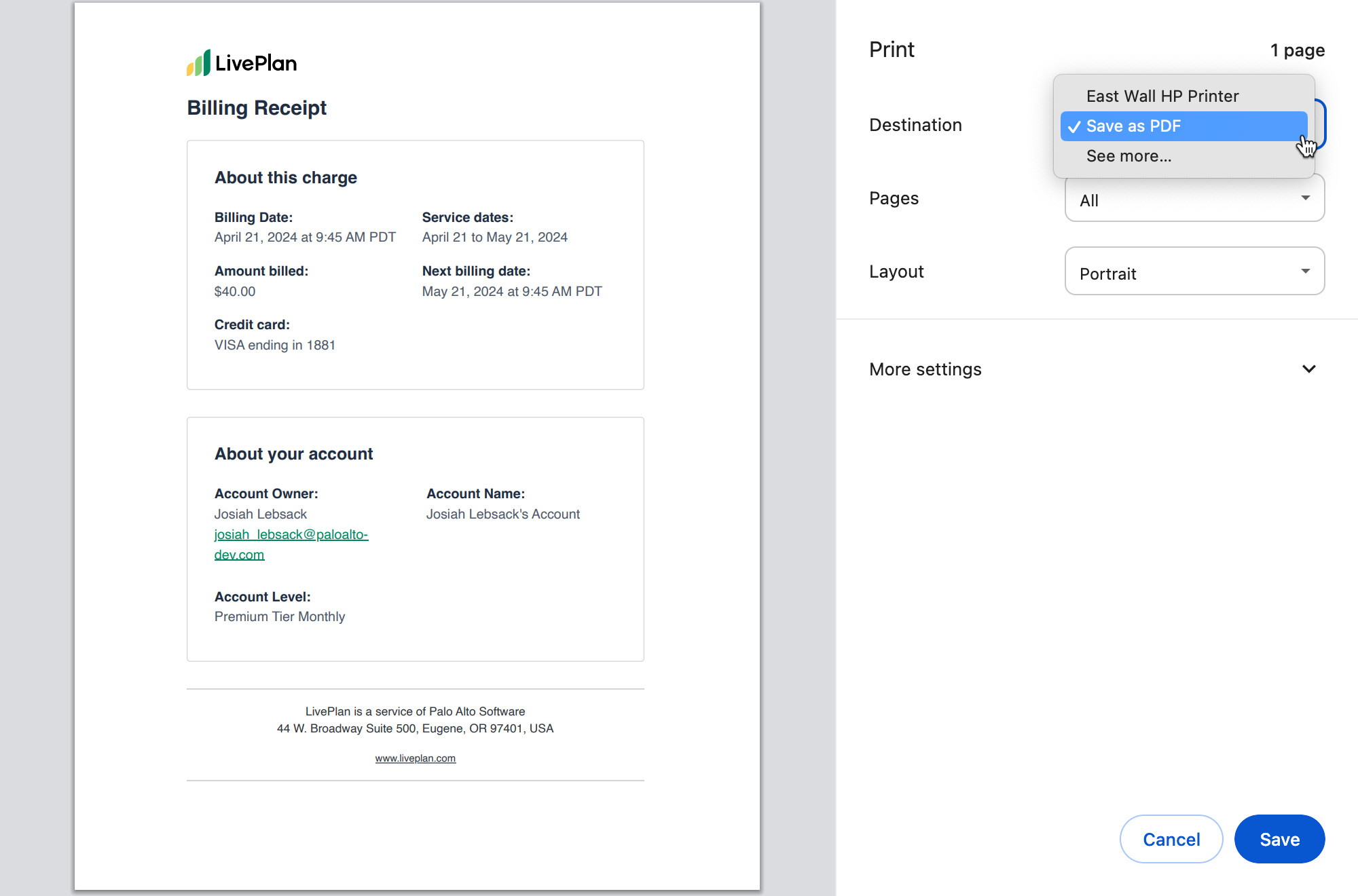 Image: printing your receipts print menu