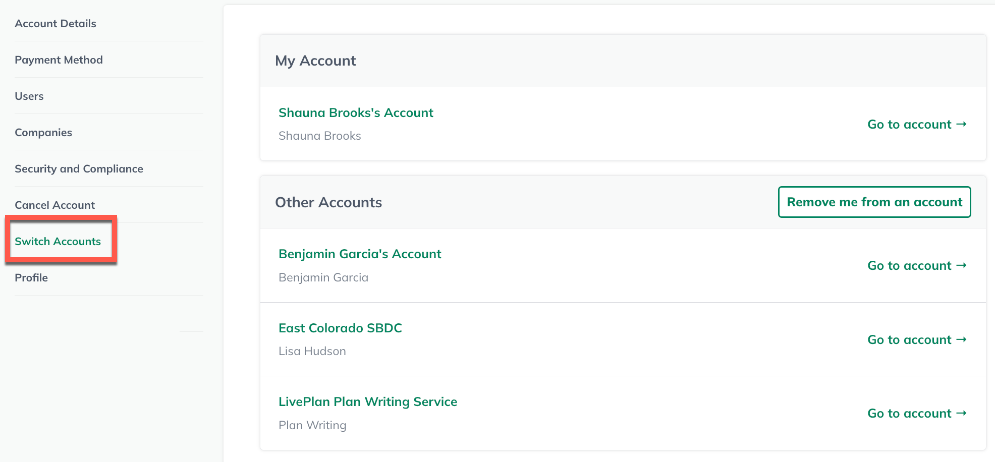 Image: Switch Accounts in AM menu