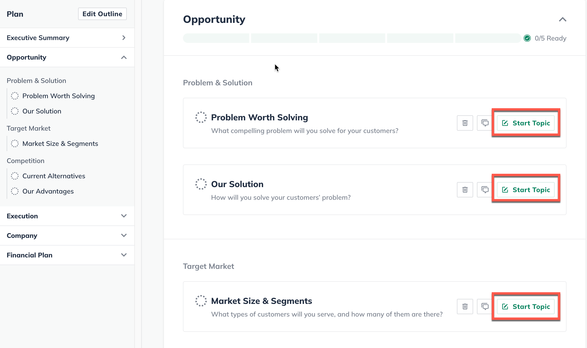 Image: plan section with start topic highlighted