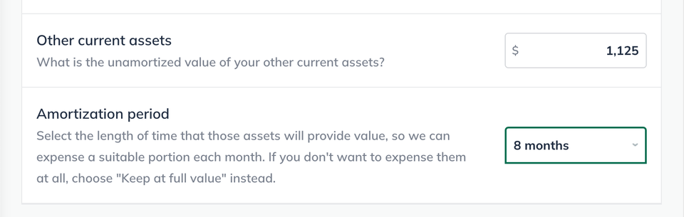 Image: initial balances asset page other current assets detail