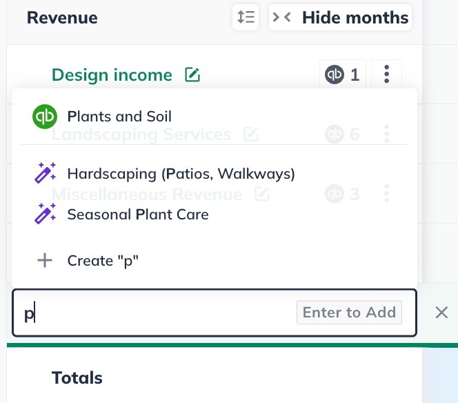 Image: entering revenue stream name suggestion