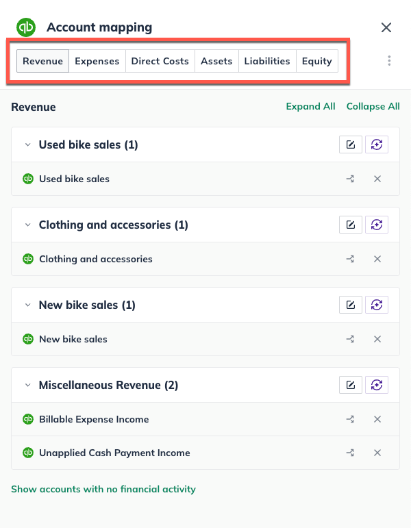 Image: account mapping categories highlighted_